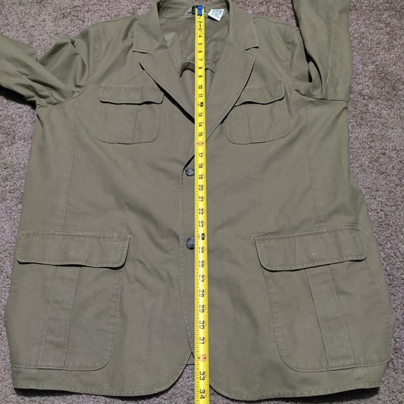 LL Bean Sport Coat Men 50 T Tan Blazer Safari Field Jacket Military Elbow Patch - Picture 7 of 8